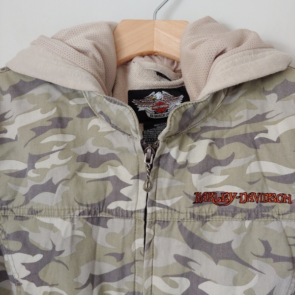 Harley Davidson Motorcycle 2 In 1 Camouflage Jacket Size Large - Picture 5 of 15